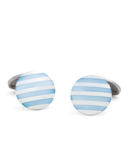 Brooks Brothers Blue Stripe Mother-of-pearl Cuff Links