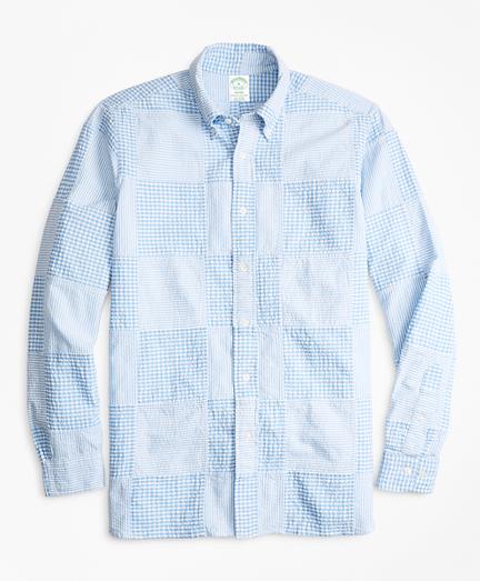 Brooks Brothers Milano Fit Patchwork Seersucker Sport Shirt