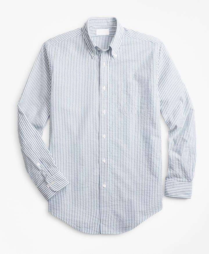 Brooks Brothers Men's Golden Fleece Regent Fit Seersucker Sport Shirt