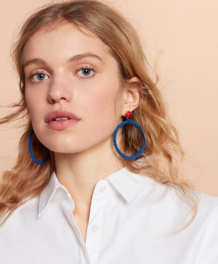 Brooks Brothers Beaded Hoop Earrings