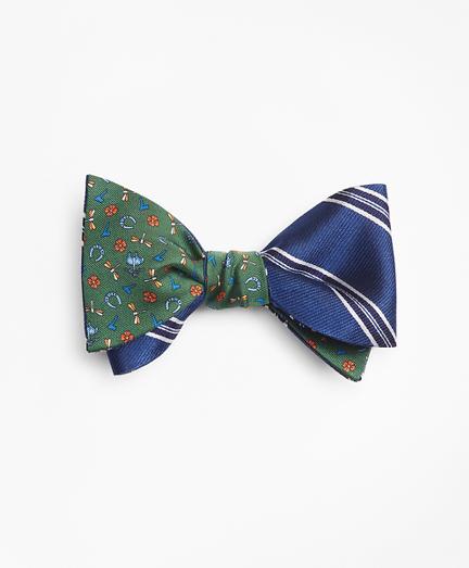 Brooks Brothers Framed Split Stripe With Lucky Motif Reversible Bow Tie