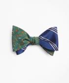 Brooks Brothers Framed Split Stripe With Lucky Motif Reversible Bow Tie