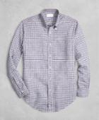 Brooks Brothers Men's Golden Fleece Regent Fit Gingham Linen Sport Shirt
