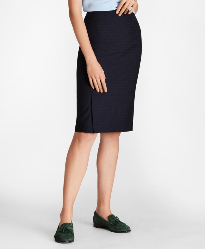 Brooks Brothers Women's Checked Wool Pencil Skirt