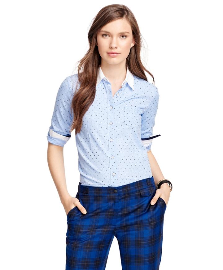 Brooks Brothers Women's Cotton Polka Dot Dress Shirt