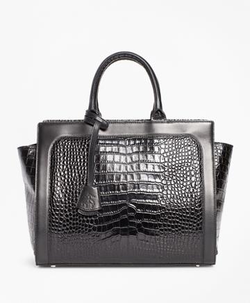 Brooks Brothers Crocodile-embossed Leather Handbag
