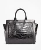 Brooks Brothers Crocodile-embossed Leather Handbag