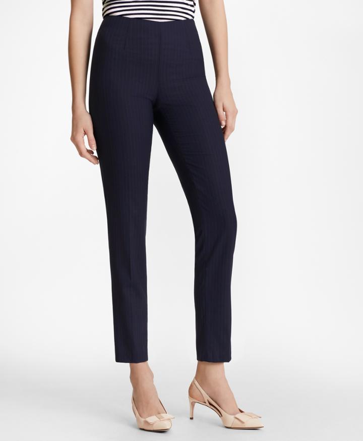 Brooks Brothers Women's Pinstripe Brookscool Merino Wool Ankle Pants