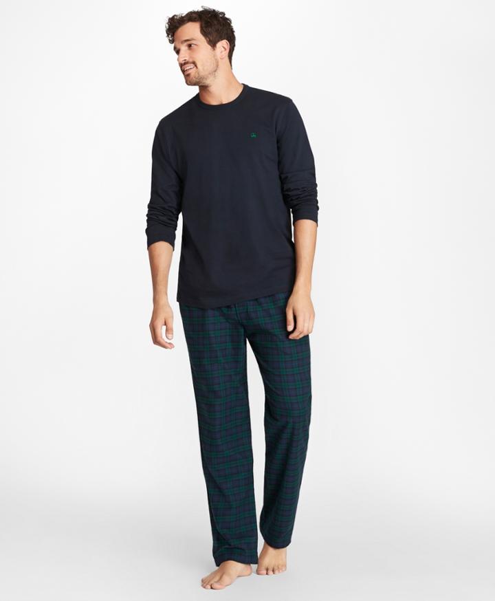 Brooks Brothers Men's Black Watch Flannel Lounge Set