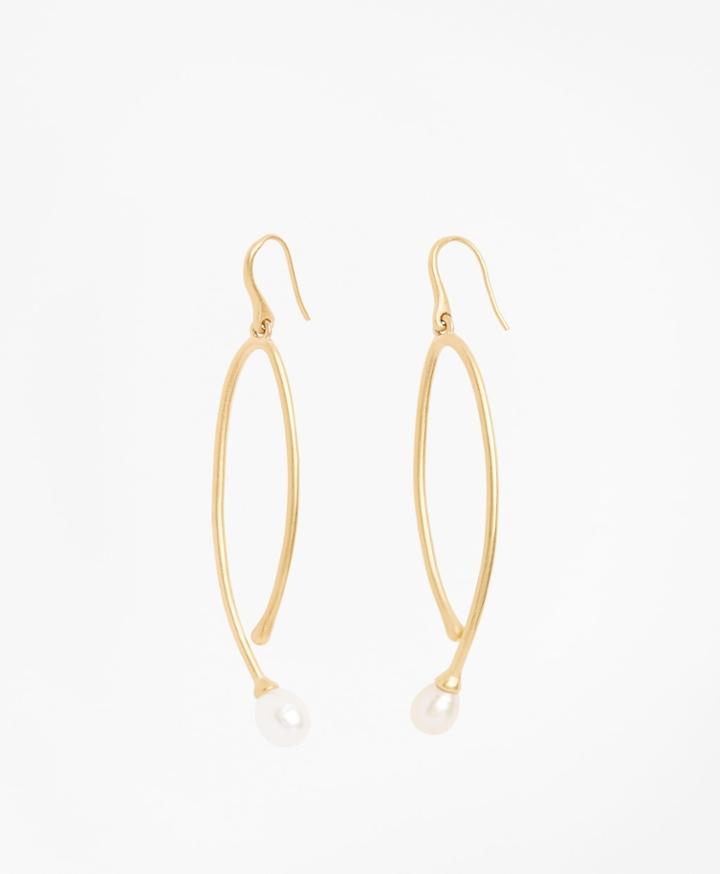 Brooks Brothers Women's Freshwater Pearl Gold-plated  Long Drop Earrings