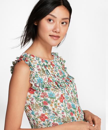 Brooks Brothers Ruffled Floral-print Chiffon Top