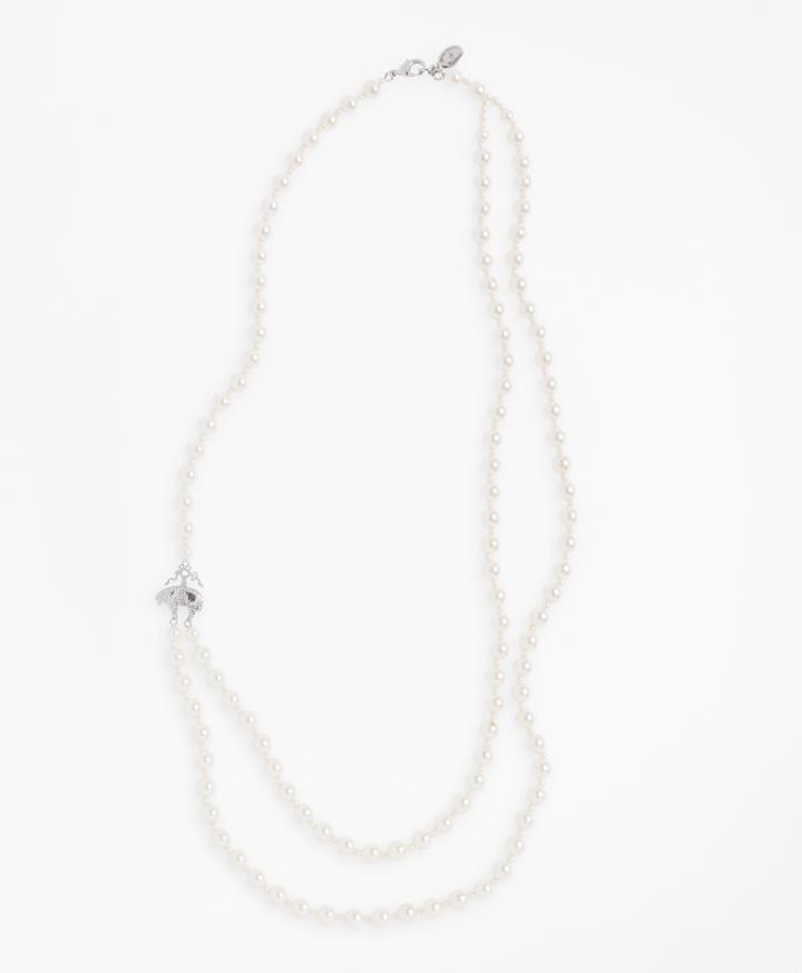 Brooks Brothers Women's Asymmetrical Two-strand Glass Pearl Necklace