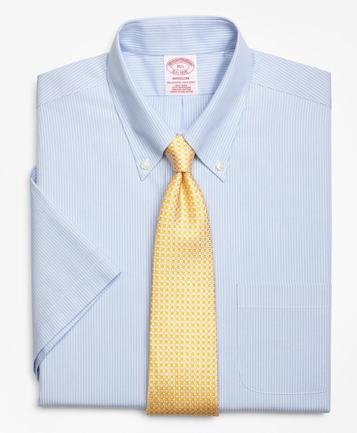 Brooks Brothers Regular Fit Classic-fit Dress Shirt, Non-iron Tonal Framed Stripe Short-sleeve