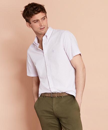 Brooks Brothers Gingham Seersucker Short-sleeve Sport Shirt
