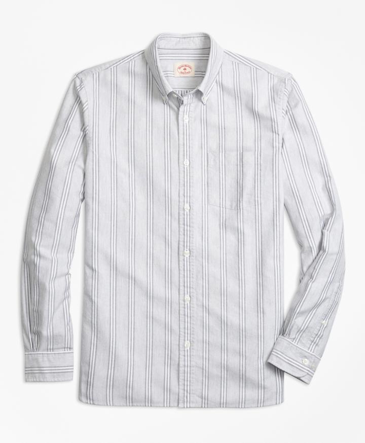 Brooks Brothers Men's Stripe Supima Cotton Oxford Sport Shirt