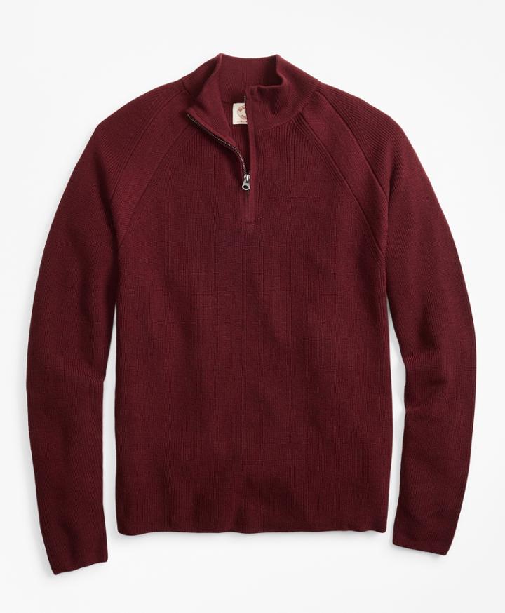 Brooks Brothers Men's Half-zip Merino Wool Ribbed Sweater