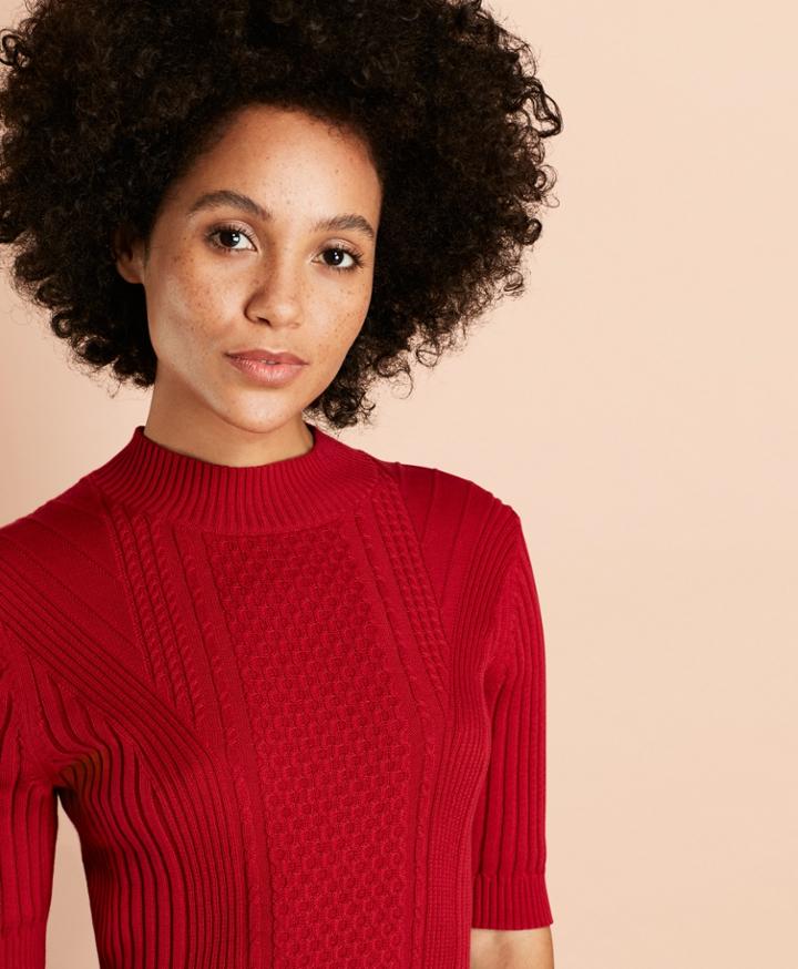 Brooks Brothers Women's Cable-knit Cotton Mockneck Sweater