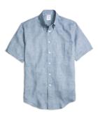 Brooks Brothers Regent Fit Check Linen Short-sleeve Sport Shirt