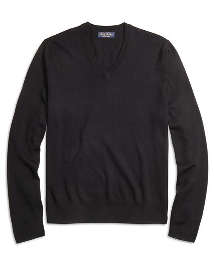 Brooks Brothers Saxxon Wool V-neck Sweater