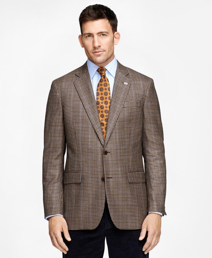 Brooks Brothers Men's Madison Fit Saxxon Wool Tonal Check With Black Deco Sport Coat