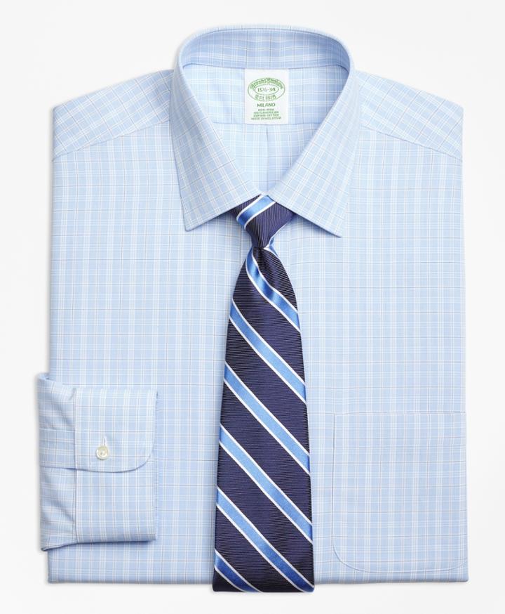 Brooks Brothers Men's Non-iron Extra Slim Fit Overcheck Dress Shirt