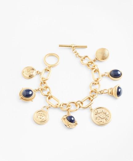 Brooks Brothers Gold-plated Crest And Cabochon Charm Bracelet