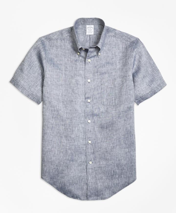 Brooks Brothers Men's Regent Fit Irish Linen Short-sleeve Sport Shirt