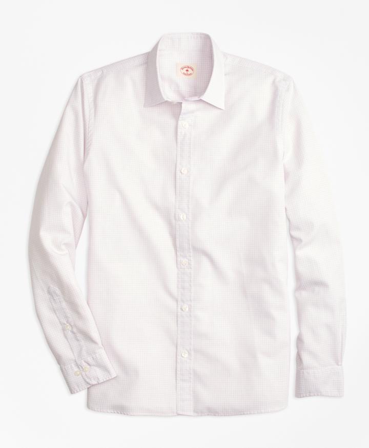 Brooks Brothers Men's Nine To Nine Cotton Poplin Check Sport Shirt