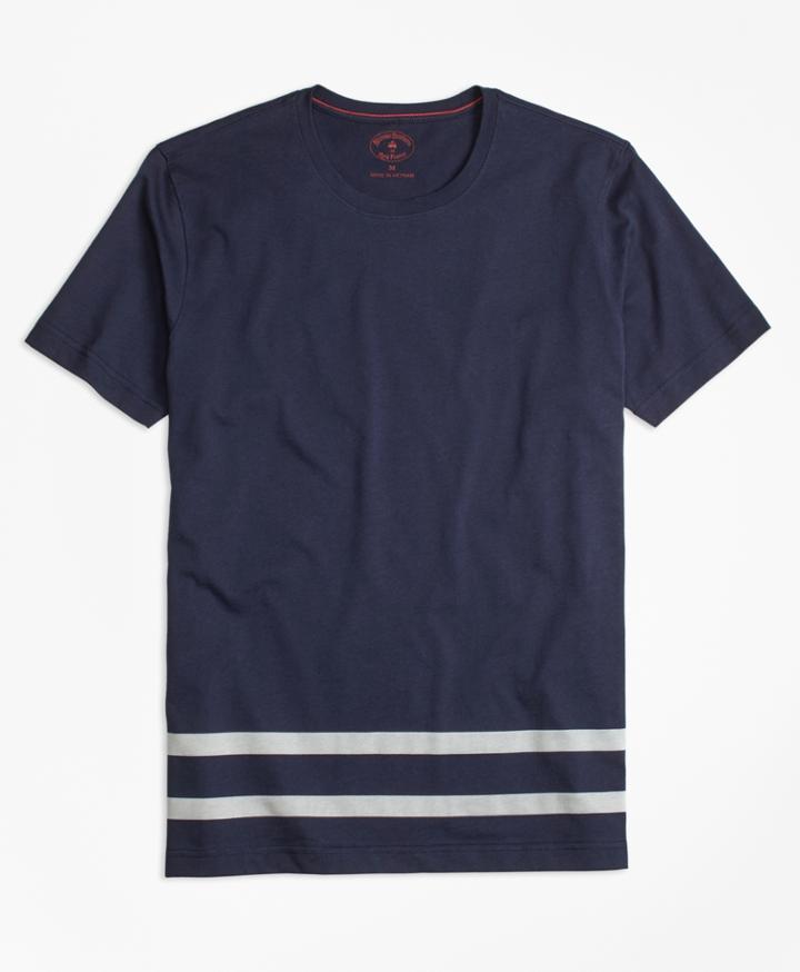Brooks Brothers Men's Stripe-hem Jersey Tee Shirt