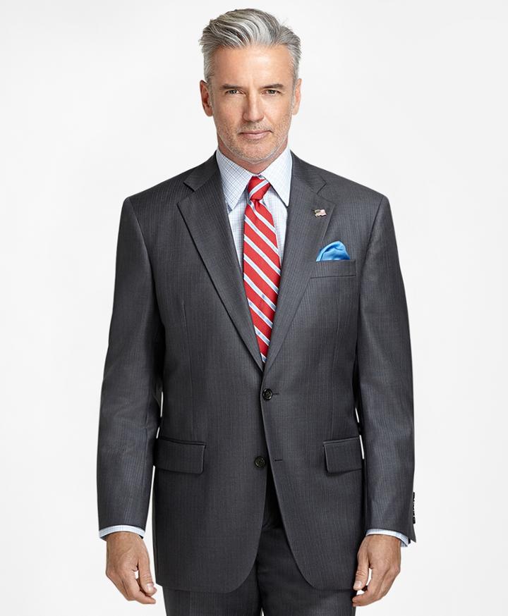 Brooks Brothers Men's Madison Fit Saxxon Wool Light Blue Stripe 1818 Suit
