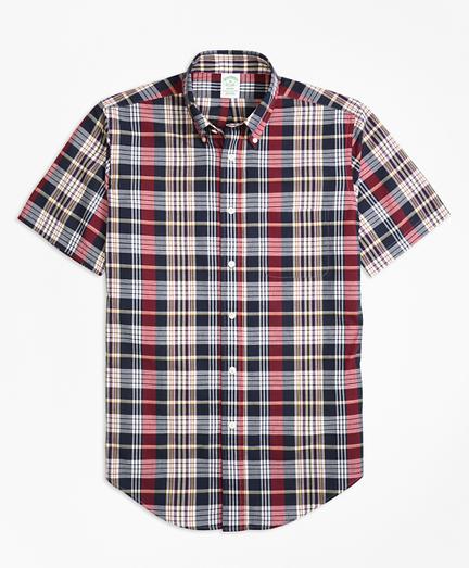 Brooks Brothers Milano Fit Madras Short-sleeve Sport Shirt