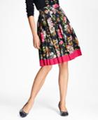 Brooks Brothers Women's Floral-print Cotton Sateen Pleated Skirt