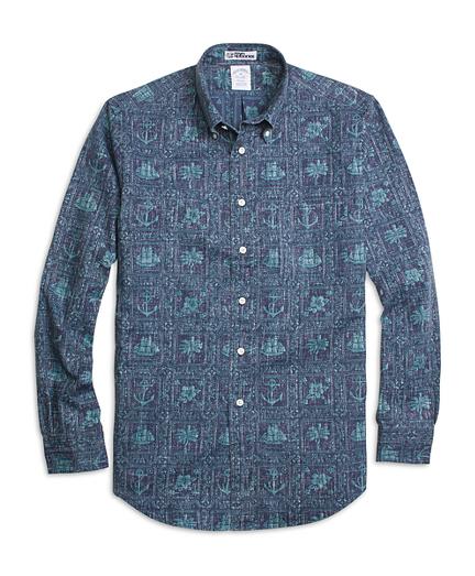 Brooks Brothers Regent Fit Nautical Print Sport Shirt