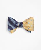 Brooks Brothers Men's Ground Stripe With Herringbone Tossed Squares Reversible Bow Tie