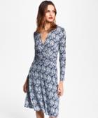 Brooks Brothers Bamboo-print Jersey Faux Wrap Dress