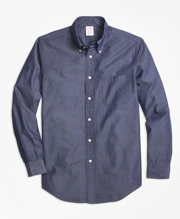 Brooks Brothers Men's Madison Fit Seersucker Sport Shirt