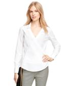Brooks Brothers Women's Non-iron Cotton Faux Wrap Dress Shirt