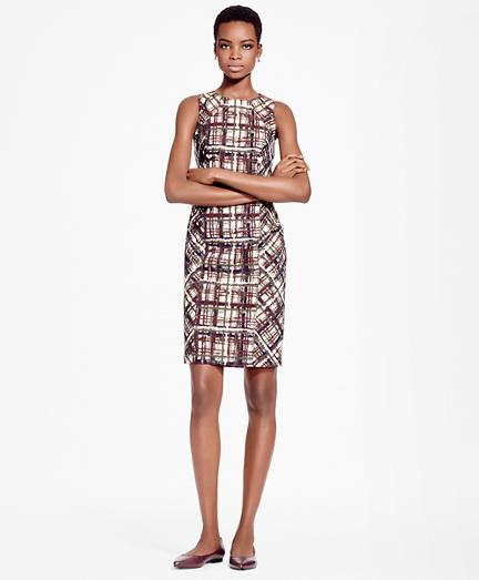 Brooks Brothers Petite Plaid Jacquard Cotton Sheath Dress