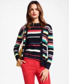 Brooks Brothers Women's Striped V-neck Cardigan Sweater