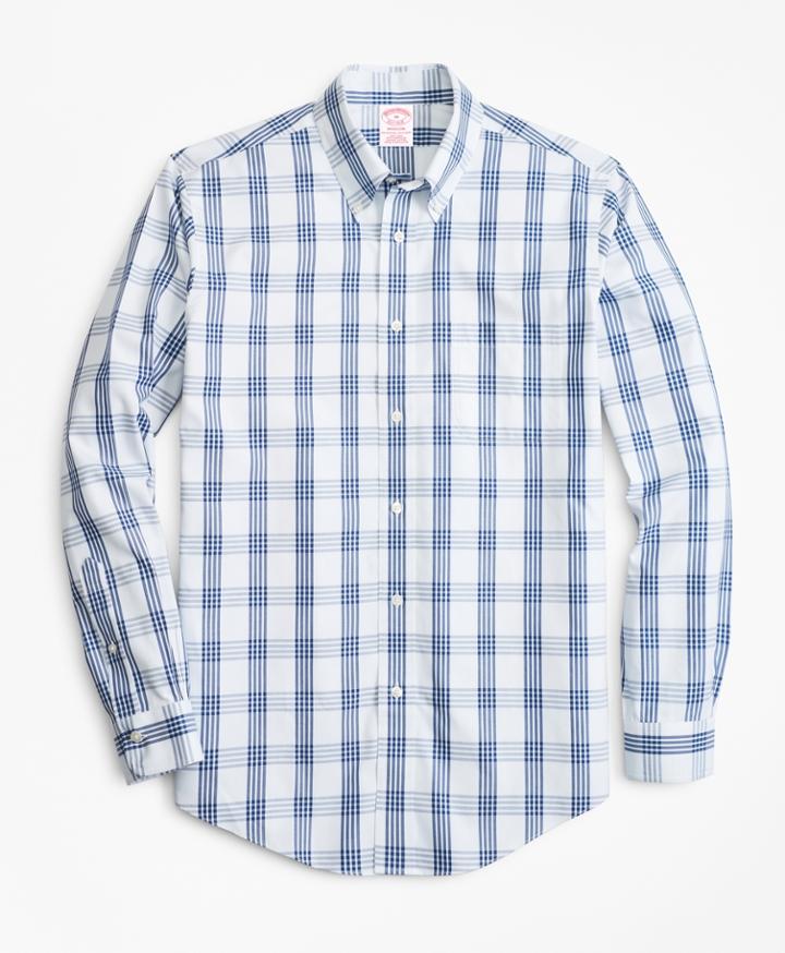Brooks Brothers Men's Non-iron Madison Fit Bold Windowpane Sport Shirt