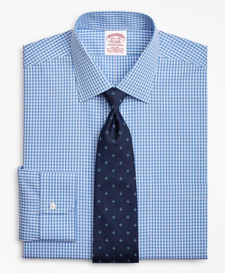 Brooks Brothers Men's Stretch Relaxed Fit Relaxed-fit Dress Shirt, Non-iron Gingham