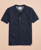 Brooks Brothers Dotted Double-knit Jacquard Short-sleeve Henley
