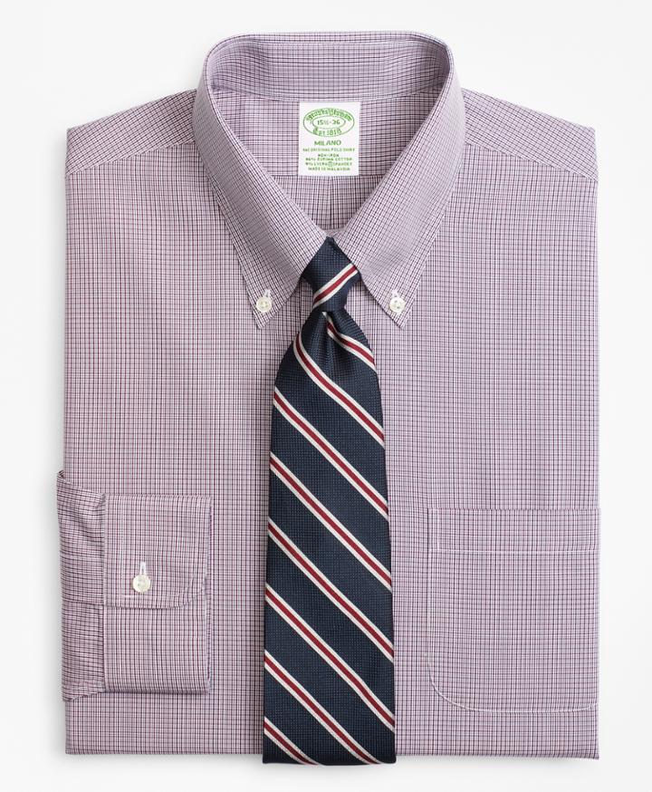Brooks Brothers Men's Stretch Extra Slim Fit Slim-fit Dress Shirt, Non-iron Micro-check