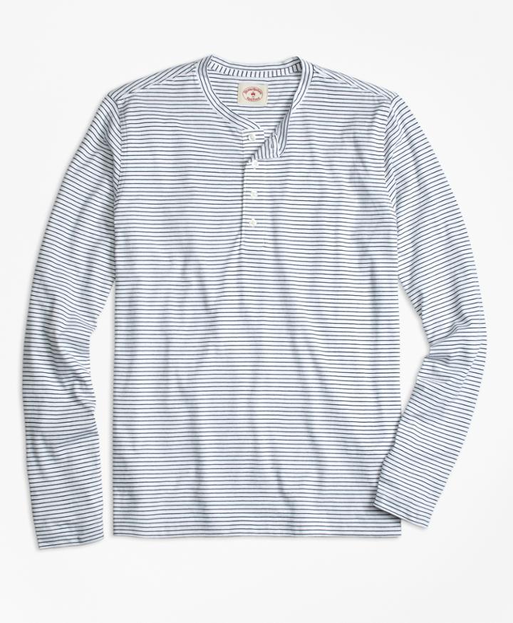 Brooks Brothers Men's Long-sleeve Feeder-stripe Jersey Henley