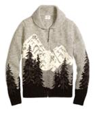 Brooks Brothers Mountain Motif Zip-front Sweater