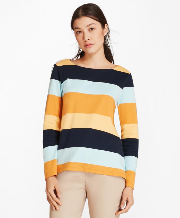 Brooks Brothers Women's Block Striped Supima Cotton Interlock Tunic