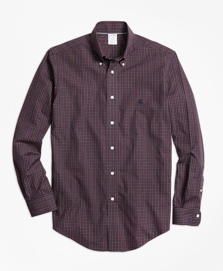 Brooks Brothers Men's Non-iron Regent Fit Heathered Check Sport Shirt