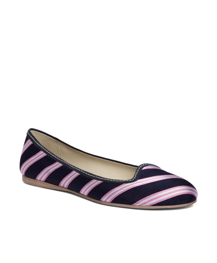 Brooks Brothers Women's Silk Tie Striped Ballet Flat
