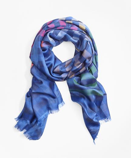 Brooks Brothers Ombre Buffalo Check Silk-blend Oblong Scarf