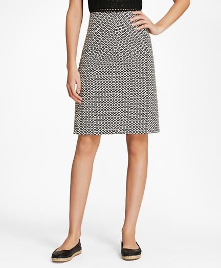 Brooks Brothers Floral Stretch Cotton Jacquard Skirt